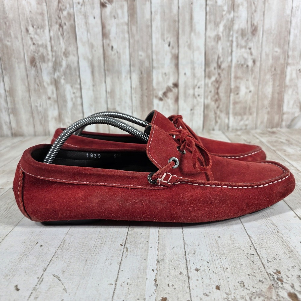 To Boot New York Adam Derrick Red Suede Driving Loafers Mens 9.5 Made in Italy
